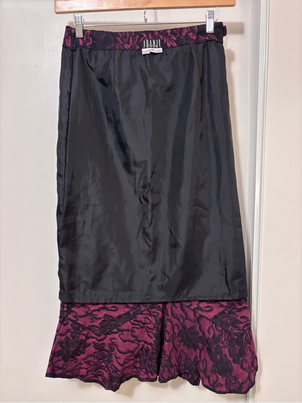 Vintage Whimsigoth Midi Skirt Size M Black Floral Dark Romantic Vampire Trumpet - Picture 6 of 10